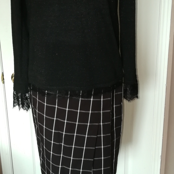 Lord and Taylor Pencil Skirt - Black White Checkered - SZ 2 - Picture 4 of 9